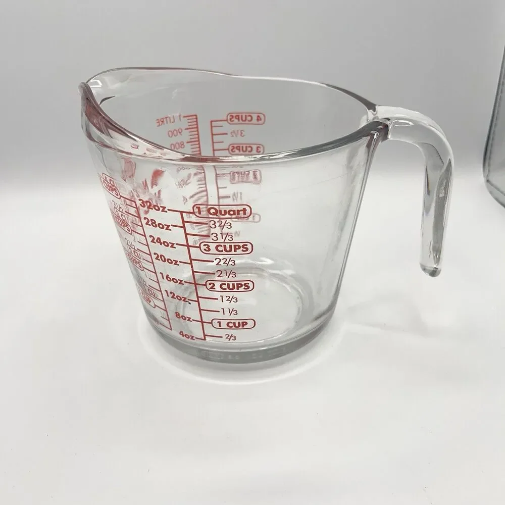 Anchor Hocking 4 Cup Glass Measuring Cup 32oz Red Lettering #8